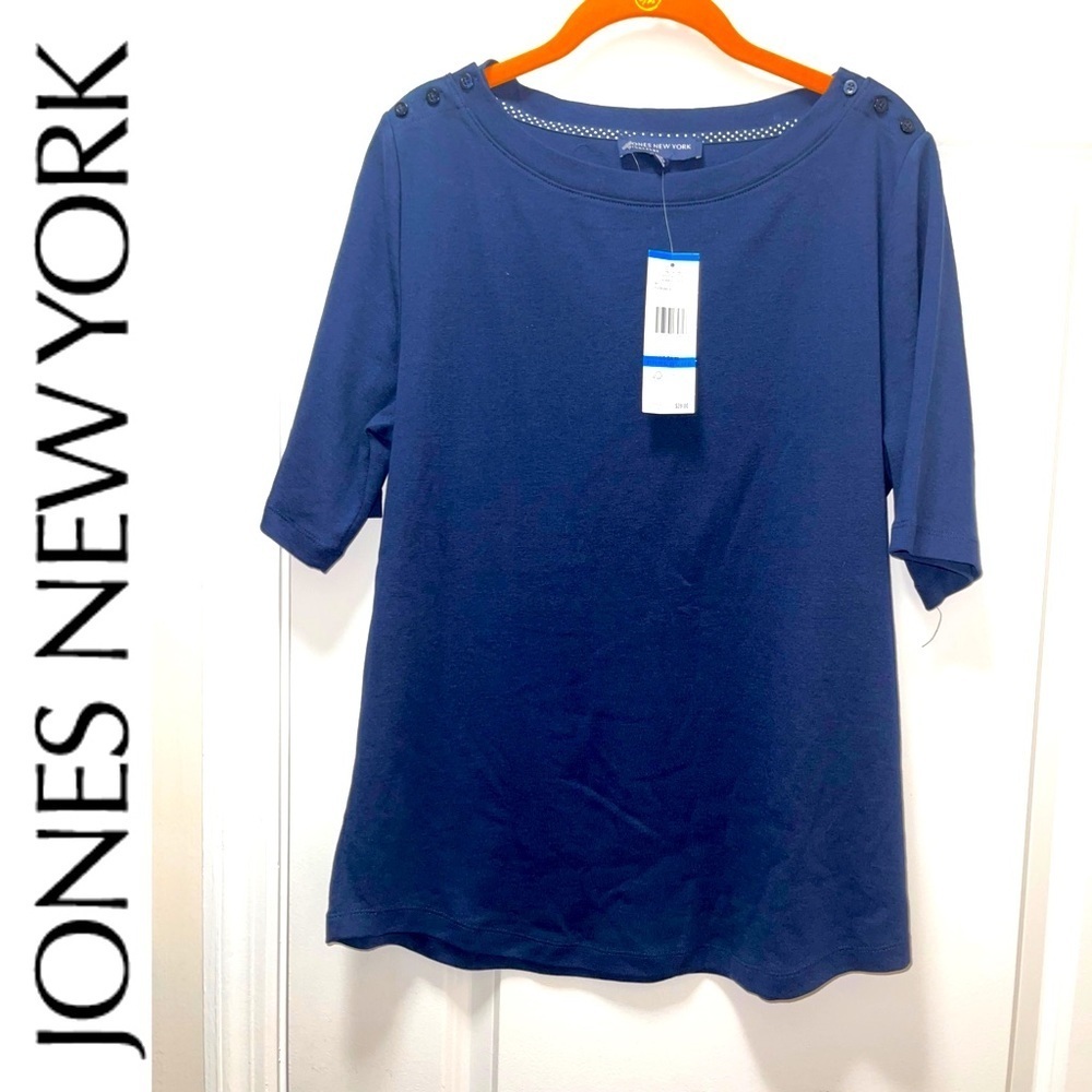 NWT. $40R Jones New York Solid Knit Size XL Admiral Navy